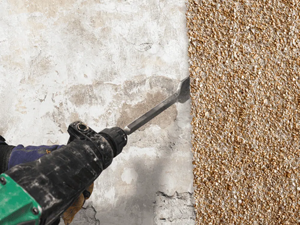 Pebble dash removal process